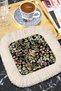 Vintage Bird Spring Fringed Presentation Napkin - Natural Floral Retro Black Cream Coaster Tissue - 2