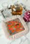 Ethnic Charm Fringed Presentation Napkin-Tropical Safari-Inspired Bohemian Orange Coaster Tissue - 2
