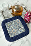 Palace Splendor Fringed Presentation Napkin-Mediterranean Breeze Classic Navy Blue Coaster Serving Tissue - 2
