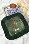 Luxurious Floral Garden Art Fringed Presentation Napkin - Natural Spring Eclectic Green Coaster Tissue - 6