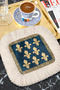 Luxurious French Cream Fringed Presentation Napkin - Inspired by the Noble Palace, Navy Blue Bohemian Coaster Tissue - 7