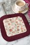 Elegant Watercolor Leaf Motif Fringed Presentation Napkin - Natural Romantic Bohemian Burgundy Coaster Tissue - 4
