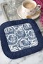 French Country Fringed Decorative Napkin - Classic Elegance Vintage Navy Blue Coaster Tissue - 7