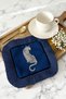 Leopard Motif Fringed Presentation Napkin - Luxurious Wild Elegance Bohemian Navy Blue Coaster Serving Napkin - 7