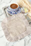 Natural Elegant Fringed Decorative Fabric Napkin - Pastel Plant Modern Cream Coaster Tissue - 3