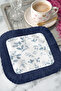 Elegant Leaf Motif Fringed Presentation Napkin - Natural Country Blue and White Presentation Napkin - 5