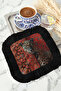 Luxurious Leopard Motif Fringed Presentation Napkin - Exotic Bohemian Black and Red Coaster Tissue - 3