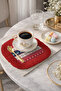 Nordic Deer Motif Fringed Presentation Napkin-Winter House Rustic Red Navy Blue Coaster Tissue - 7