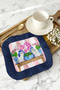 Chinoiserie Style Fringed Presentation Decoration Handkerchief - Pastoral Glam Eclectic Navy Blue Coffee Side Napkin - 4