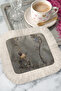 Majestic Chinese Motif Fringed Coffee Side Presentation Napkin - Elegant Natural Classic Gray Coaster Tissue - 2