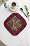 Medieval Palace Elegance Fringed Presentation Napkin-Lady Themed Classic Burgundy Coaster Tissue - 6