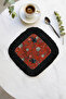 Luxurious Floral Bird Fringed Stylish Serving Napkin - Elegant Bohemian Red Black Coffee Under-Tray Napkin - 4