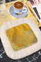 Elegant Floral Bird Fringed Presentation Napkin - Natural Spring Rustic Gold Color Coaster Tissue - 8