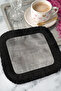 Luxurious Modern Wood Textured Fringed Presentation Napkin - Industrial Rustic Black Coffee Side Presentation Napkin - 3