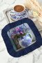 Elegant Floral Arrangement Fringed Presentation Napkin - Vintage Romantic Blue Bohemian Coaster Tissue - 3