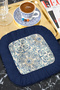 Palace Splendor Fringed Presentation Napkin-Mediterranean Breeze Classic Navy Blue Coaster Serving Tissue - 8