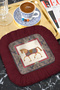 Horse Patterned Luxury Fringed Presentation Napkin - Classic Equestrian Bohemian Burgundy Coaster Serving Napkin - 6