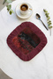 Luxury Panther Fringed Presentation Napkin - Noble Cat Themed Bohemian Burgundy Patterned Coffee Presentation Napkin - 6