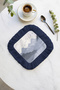 Elegant Mountain View Fringed Presentation Napkin-Minimal Nordic Navy Blue Coaster Serving Tissue - 8