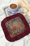 Elegant Palace Fringed Presentation Decoration Handkerchief - Romantic Vintage Classic Burgundy Coffee Side Napkin - 8