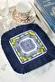 Mediterranean Lemon Motif Fringed Bohemian Presentation Napkin-Majolik Blue Bohemian Yellow Coaster Tissue - 3