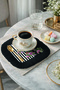 Luxurious Floral Fringed Presentation Placemat Tissue - Feminine Bohemian Black Striped Lilac Presentation Napkin - 8