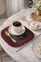 Bohemian Artistic Cat Tassel Placemat Napkin - Vintage Floral Rustic Burgundy Presentation Napkin - 7