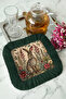 Vintage Rabbit Garden Fringed Presentation Napkin - Natural Botanical Bohemian Dark Green Coaster Tissue - 6