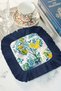 Lemon Garden Fringed Bohemian Presentation Napkin - Vibrant Mediterranean Bohemian Blue and Yellow Coaster Napkin - 4