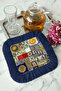 Mediterranean Ceramic Mosaic Fringed Presentation Placemat Tissue - Colorful Bohemian Blue Yellow Presentation Napkin - 4