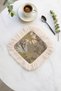 Luxurious Gold-Colored Fringed Presentation Napkin - Elegant Bohemian Natural Beige Design Coaster Tissue - 6