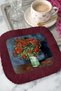 Artistic Floral Arrangement Tasseled Presentation Napkin-Vintage Style Burgundy Rustic Coaster Tissue - 3