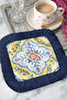 Saray Inspired Tile Motif Tasseled Presentation Napkin - Italian Mediterranean Yellow Coaster Tissue - 5