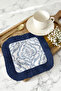 Luxurious Silk Textured Fringed Presentation Napkin - Palace-Inspired Classic Blue Bohemian Coffee Side Presentation Napkin - 5