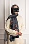 شال أنتيك روز منقوش قطن - أزرق منتصف الليل