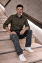 Men's High Waist Wide Leg Anthracite Cargo Baggy Trousers - 5