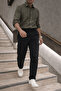 Men's High Waist Wide Leg Black Cargo Baggy Pants - 2
