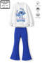 Girl's Love 12 Design Top 2 Thread Cotton Non-Iron Fabric. Bottom Cotton Ribbed Leggings Set
