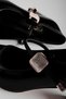 Quiny Women's Single Strap Gold Buckle Detailed Patent Leather Heeled Shoes 4363 - 3