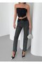 Women's High Waist Stoned Mom Fit Jeans Anthracite 7092-23