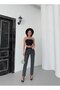 Women's High Waist Stoned Mom Fit Jeans Anthracite 7092-23 - 3