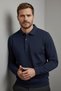 Polo Collar Cotton Basic Navy Blue Sweatshirt - 2