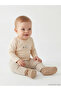 Beige Printed Baby Boy Snap-On Bodysuit and Sweatpants