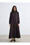 Lcw Modest Brown Tie-Neck Shirred Crepe Dress with Nevavm Difference - S6Ie89Z8-Zrr