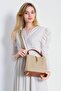 Women's Sand Tan Lock Detailed 3 Compartment Hand and Shoulder Bag 2055MH - 6