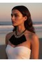 Black Tasseled Bohemian Necklace – Ethnic Design with Gold Detail, Stylish Women's Evening Dress & Event Necklace - 3