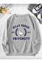 Silly Goose Printed Crewneck Solid Gray Sweatshirt