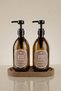 Set of 2 Amber Soap Dispensers with Wooden Stands 500 ml - Kitchen Detergent Dispenser and Liquid Soap Dispenser - 500Hdccoval - 2