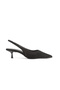 Women's Black Suede Open Back Pointed Toe Low Heel Stiletto Shoes - 5