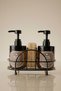 Set of 2 Amber Glass Soap Dispensers with Metal Stands 220ml - Dishwashing Liquid Dispenser and Liquid Soap Dispenser - 220Hdccmtl - 2
